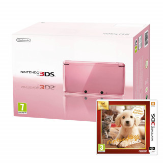 Nintendo 3DS (Rózsaszín) + Nintendogs & Cats Golden Retriever and New Friends 