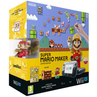 Nintendo Wii U Premium (Fekete) + Super Mario Maker + amiibo Bundle WII U