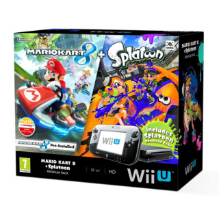 Nintendo Wii U Premium (Fekete) + Splatoon + Mario Kart 8 WII U