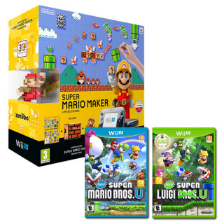 Nintendo Wii U Premium (Fekete) + Super Mario Maker + Super Mario + Luigi WII U