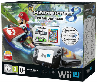 Nintendo Wii U Premium (Fekete) + Mario Kart 8 + New Super Mario Bros. U + New Super Luigi U 