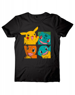 Pokemon - Kanto Starters polo (fekete) M-es AJÁNDÉKTÁRGY