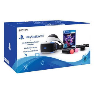 PlayStation VR Headset + Move Motion Controllers + Camera + VR Worlds Bundle PS4