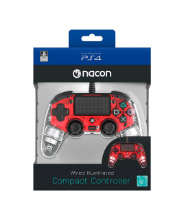 PlayStation 4 (PS4) Nacon Vezetékes Compact Kontroller (Illuminated) (Piros) PS4