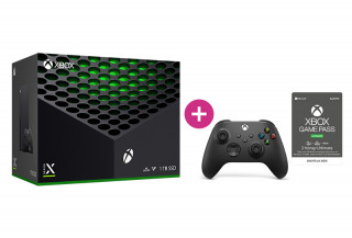 Xbox Series X 1TB + 3 hónap Game Pass Ultimate előfizetés + második Xbox vezeték nélküli kontroller (Fekete) 