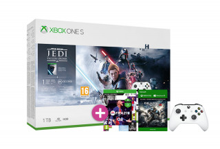 Xbox One S 1TB + Star Wars Jedi Fallen Order + FIFA 21 + Gears of War 4 + második kontroller (fehér) 