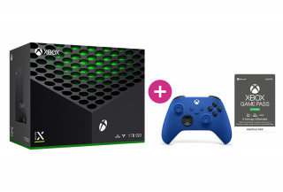 Xbox Series X 1TB + 3 hónap Game Pass Ultimate előfizetés + második Xbox vezeték nélküli kontroller (Kék) 