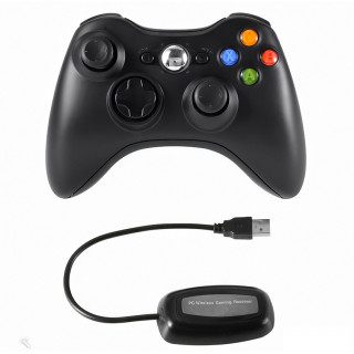 Xbox 360 Vezeték nélküli kontroller (Fekete) + Vezeték nélküli adapter 