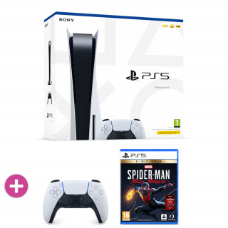 PlayStation®5 825GB Bundle - PlayStation®5 (PS5) DualSense™ kontroller (Fehér-fekete) + Marvel's Spider-Man Miles Morales Ultimate 