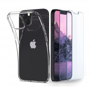 Spigen Crystal Pack Apple iPhone 13 Crystal Clear tok, átlátszó + Glas.tR tempered kijelzővédő fólia (2db) Mobil