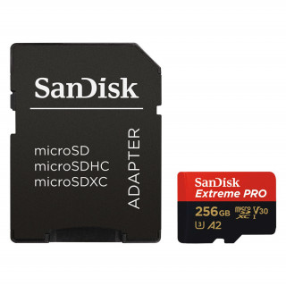 Sandisk 256GB SD micro (SDXC Class 10 UHS-I U3) Extreme Pro memória kártya adapterrel 