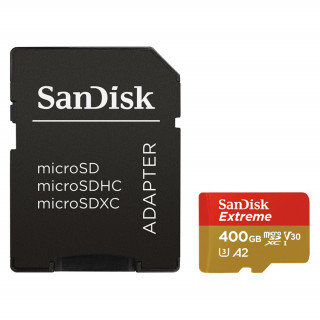 Sandisk 400GB SD micro (SDXC Class 10 UHS-I U3) Extreme memória kártya adapterrel PC