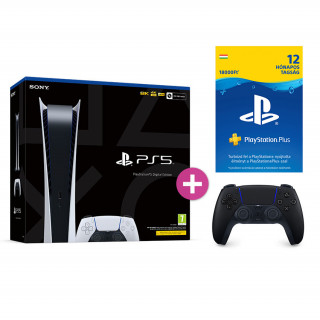 PlayStation®5 825GB Digital Edition + PlayStation®5 DualSense™ (Midnight Black) + PlayStation Plus kártya 1 éves 