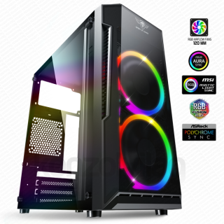 Spirit of Gamer Számítógépház - Deathmatch 3 RGB (fekete,ablakos,2x12cm,ventilátor mATX,ITX,1xUSB3.0,2xUSB2 (Bontott) 