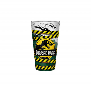 JURASSIC PARK - Nagy Üvegpohár - 400ml -Danger High Voltage - Abystyle AJÁNDÉKTÁRGY