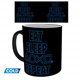 Playstation - Hőre változó bögre - 320 ml - Eat Sleep Repeat - Abystyle AJÁNDÉKTÁRGY