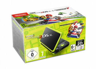 New Nintendo 2DS XL (Fekete & Lime Zöld) + Mario Kart 7 3DS