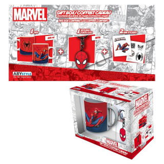 MARVEL - Bögre + Kulcstartó + Matrica - Spiderman (320ml) - Abystyle AJÁNDÉKTÁRGY