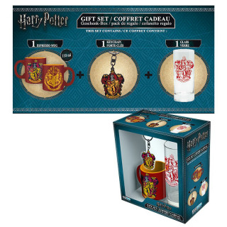 HARRY POTTER - Bögre + Kulcstartó + Üveg pohár - Gryffindor (110ml) - Abystyle AJÁNDÉKTÁRGY