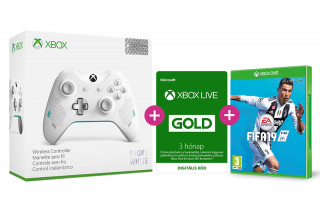 Xbox One vezeték nélküli kontroller (Sport White Special Edition) + FIFA  19 + Xbox Live Gold 3 hónapos előfizetés 