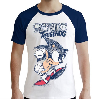 Sonic - Sonict férfi póló (fehér-kék) - Premium (M-es méret) - Abystyle AJÁNDÉKTÁRGY