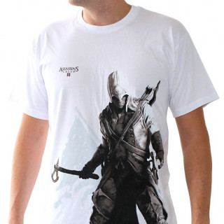 ASSASSIN'S CREED - Tshirt - Póló "Connor stand up" men SS white - basic (M-es méret) - Abystyle AJÁNDÉKTÁRGY