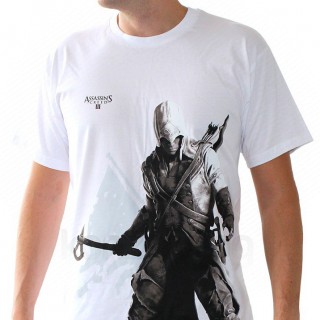 ASSASSIN'S CREED - Tshirt - Póló "Connor stand up" men SS white - basic (L-es méret) - Abystyle AJÁNDÉKTÁRGY