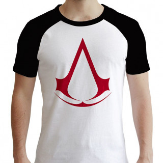 ASSASSIN'S CREED - Tshirt - Póló "Crest" man SS white & black - premium (XXL-es méret) - Abystyle AJÁNDÉKTÁRGY