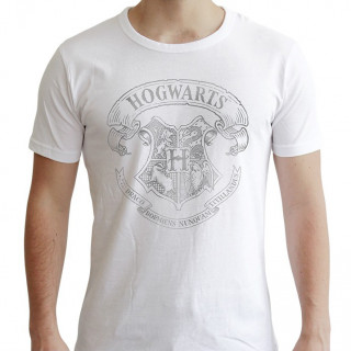 HARRY POTTER - Tshirt - Póló "Hogwarts" man SS white - new fit (S-es méret) - Abystyle AJÁNDÉKTÁRGY