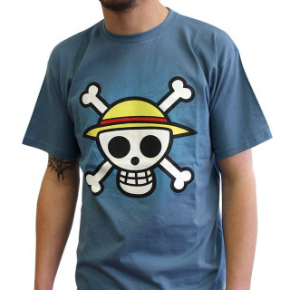 ONE PIECE - Tshirt - Póló "Skull with map" man SS stone blue - basic (S-es méret) - Abystyle Ajándéktárgyak