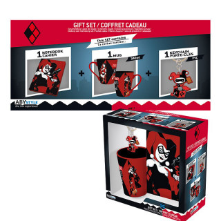 DC COMICS - Pck Mug340ml + KeyringPVC + Notebook "Harley Quinn" - Bögre, Kulcstartó, Jegyzetfüzet - Abystyle AJÁNDÉKTÁRGY