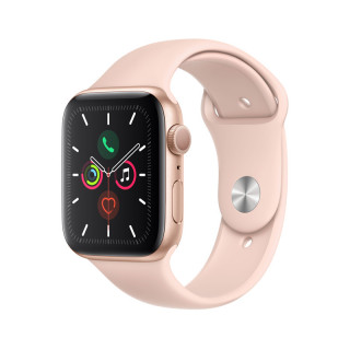 Apple Watch Series 5 GPS, 44mm Arany alumíniumtok rózsakvarcszínű sportszíjjal  