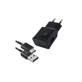 Samsung EP-TA20EBE hálózati gyorstöltő adapter + EP-DN950 Type-C kábel, 5V/2A, fekete, gyári ECO csomagolásban Mobil