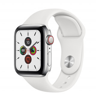 Apple Watch Series 5 40mm (GPS+Cellular) Stainless Steel with White Sport Band Mobil