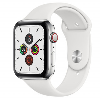 Apple Watch Series 5 44mm (GPS+Cellular) Stainless Steel with White Sport Band Mobil