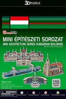 3D-puzzle mini magyar épületek (Parlament, Mátyás-templom, Hősök tere, Lánchíd) Játék