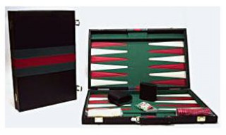 Backgammon, 38x25 cm-es, fekete műbőr - 605502 Játék