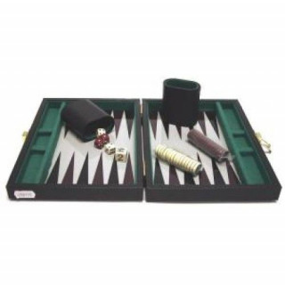 Backgammon, 23x17 cm fekete műbőr - 604066 Játék