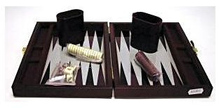 Backgammon 23x17 cm, barna műbőr - 604067 Játék