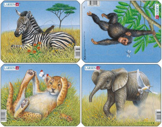Larsen mini puzzle 9 db-os Afrikai állatok M9 