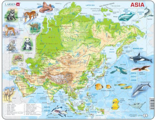 Larsen maxi puzzle 63 db-os Ázsia térkép állatokkal A30 