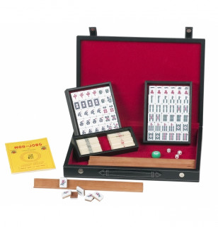 Mahjong készlet sínekkel, fa/muko kövekkel, 40 cm-es mubor dobozban - 720404 Játék