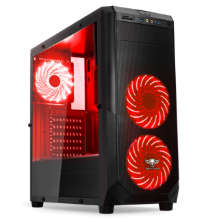 Spirit of Gamer Számítógépház - ROGUE 1 Red (fekete, ablakos, 3x12cm ventilátor, ATX, mATX, 2xUSB3.0, 1xUSB2.0) PC