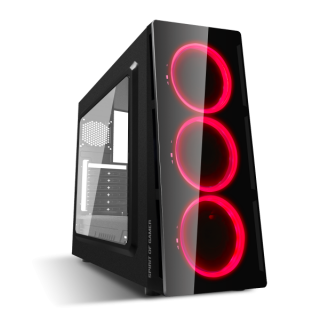 Spirit of Gamer Számítógépház - Deathmatch V Red (fekete, ablakos, 3x12cm ventilátor, ATX, mATX, 1xUSB3.0, 1xUSB2.0) 