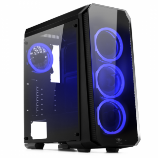 Spirit of Gamer Számítógépház - Deathmatch 8 Blue (ATX; ablakos, 4x12cm ventilátor, 1xUSB3 + 2xUSB2; fekete-kék) PC