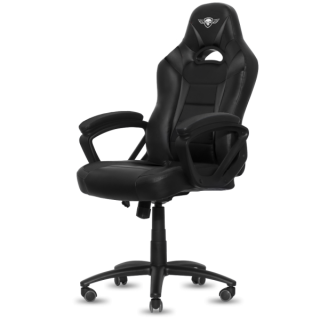 Spirit of Gamer szék - FIGHTER Black (állítható magasság; párnázott kartámasz; PU; max.120kg-ig, fekete) PC
