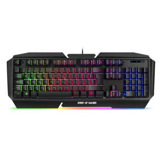 Spirit of Gamer Billentyuzet - PRO-K5 (105 gomb, Fém felso rész, RGB LED, USB, 19 anti-ghost, fekete, magyar) PC