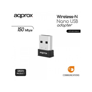 APPROX Hálózati Adapter - USB, nano, 150 Mbps Wireless N (802.11b/g/n) Otthon