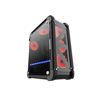 Rampage Számítógépház - Castle (fekete; edzett üveg; ATX; alsó táp; 4x120mm; 2xUSB3.0 + 2xUSB2.0, I/O; porszűrő) PC