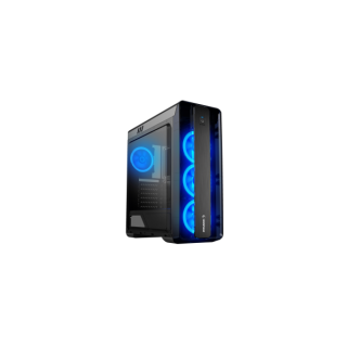 Rampage Számítógépház - Prestige (fekete; ablakos; ATX; alsó táp; 4x120mm LED; 1xUSB3.0 + 2xUSB2.0, I/O; porszűrő) PC